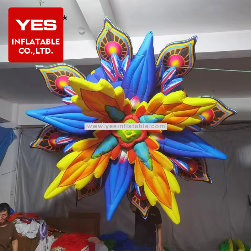 Nightclub Inflatable Decoration Large Party Stage Decoration Luminous Inflatable Flower With Led Light