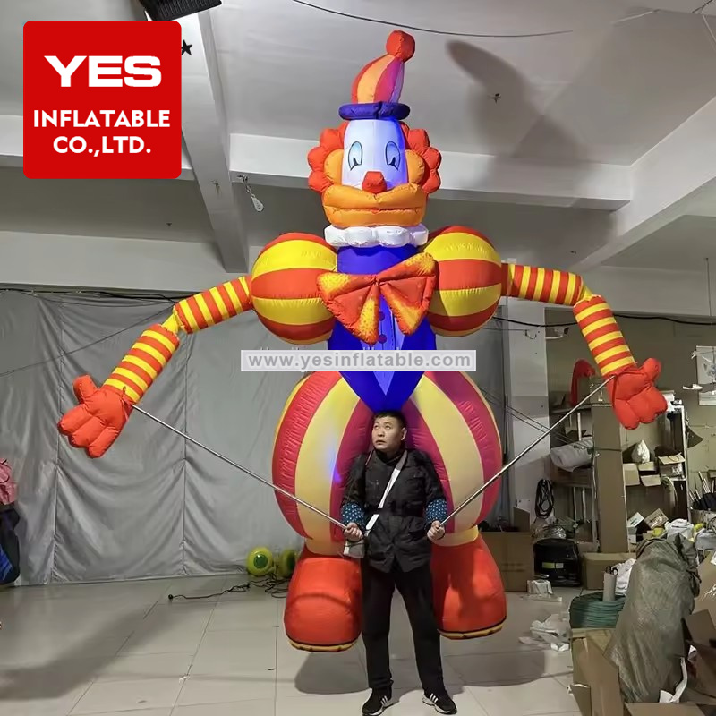Circus Parade Performance Walking Moveable Inflatable Clown Puppet Costume With Led Light