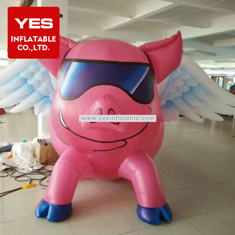 Advertising Outdoor Giant Inflatable Animal Model Pink Inflatable Flying Pig