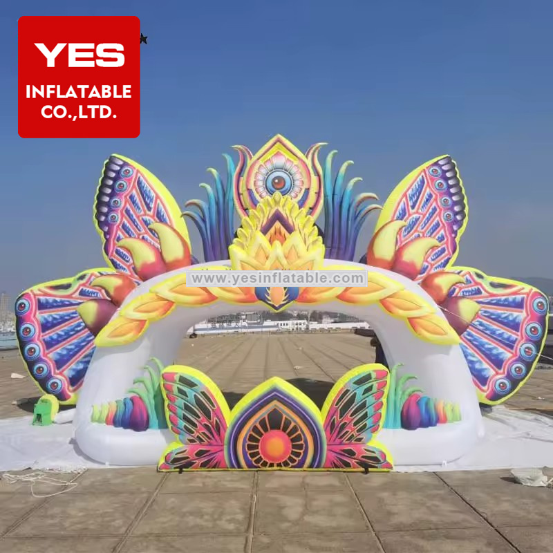 Event Music Party Decoration Inflatable Butterfly Stage With Led Light