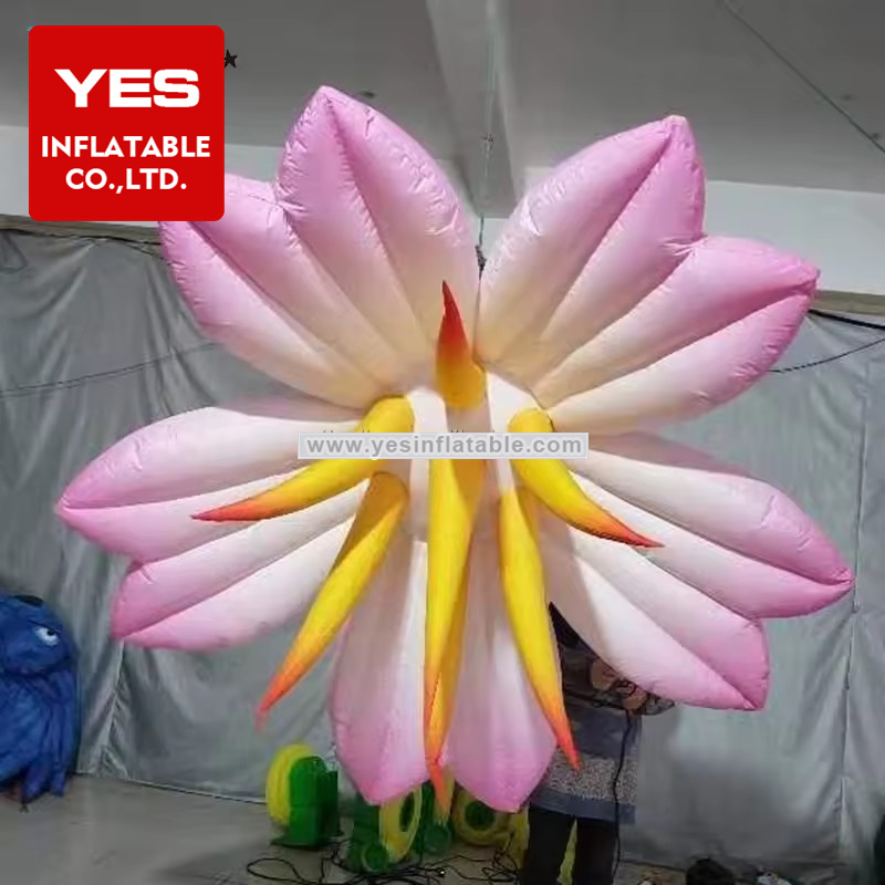 Large Hanging Pink Blooming Inflatable Lily Flower Model Inflatable Flower