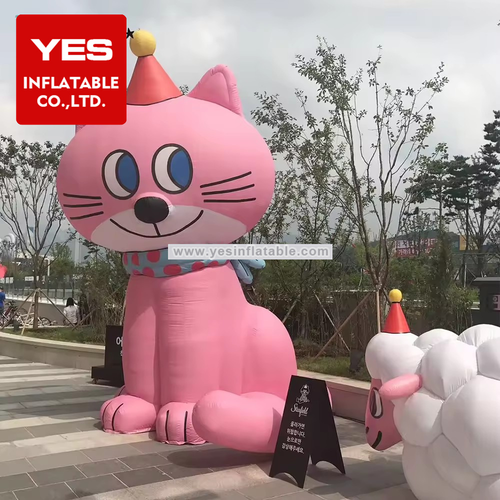 Lovely cute inflatable cat inflatable cartoon pink cat model