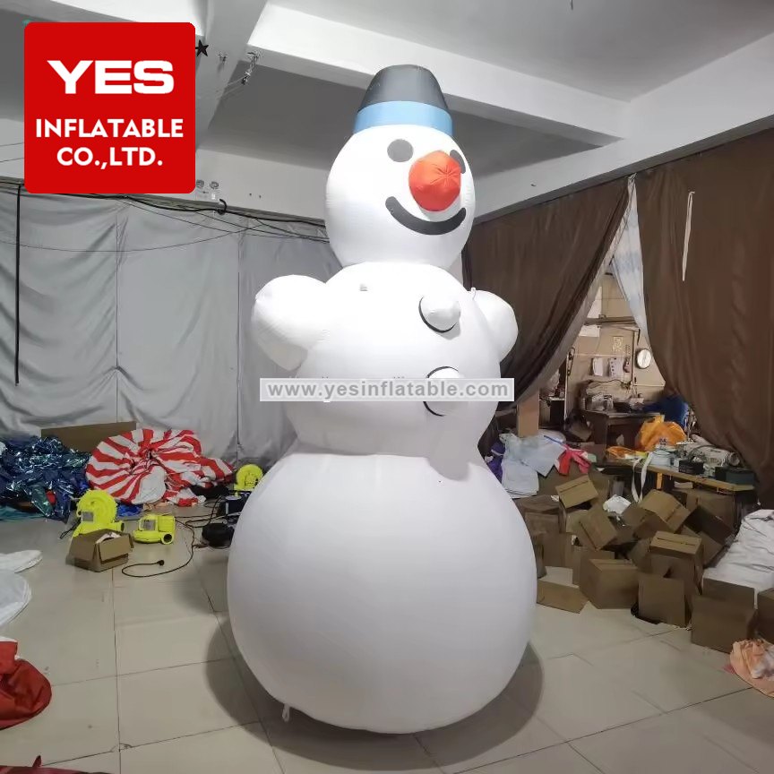 Christmas Inflatables Outdoor Decorations Bule Hat Inflatable Snowman