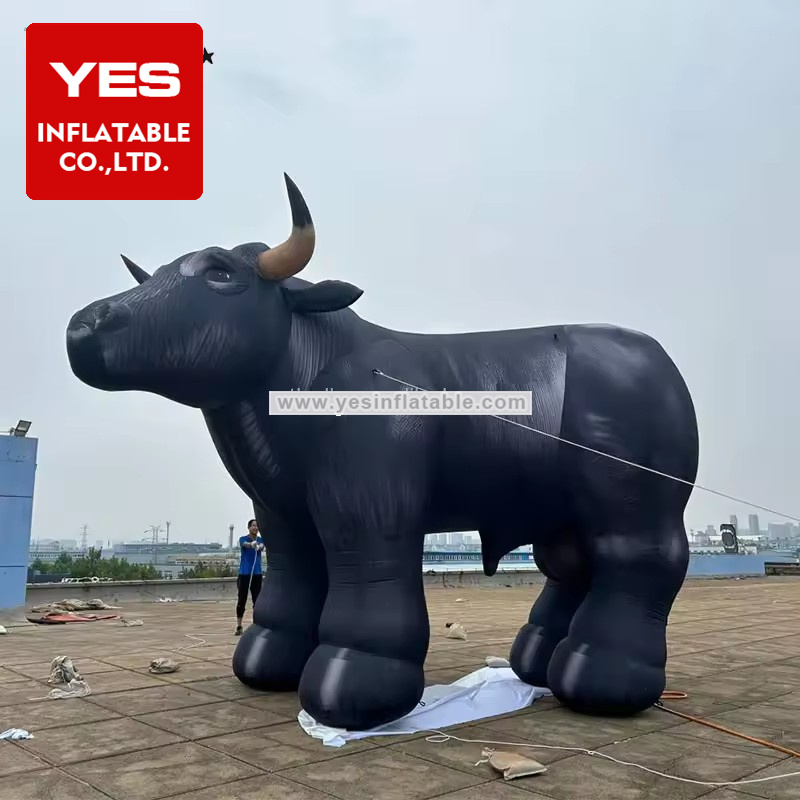 Customized Black Inflatable Bull Inflatable Animal Giant Inflatable Mascot