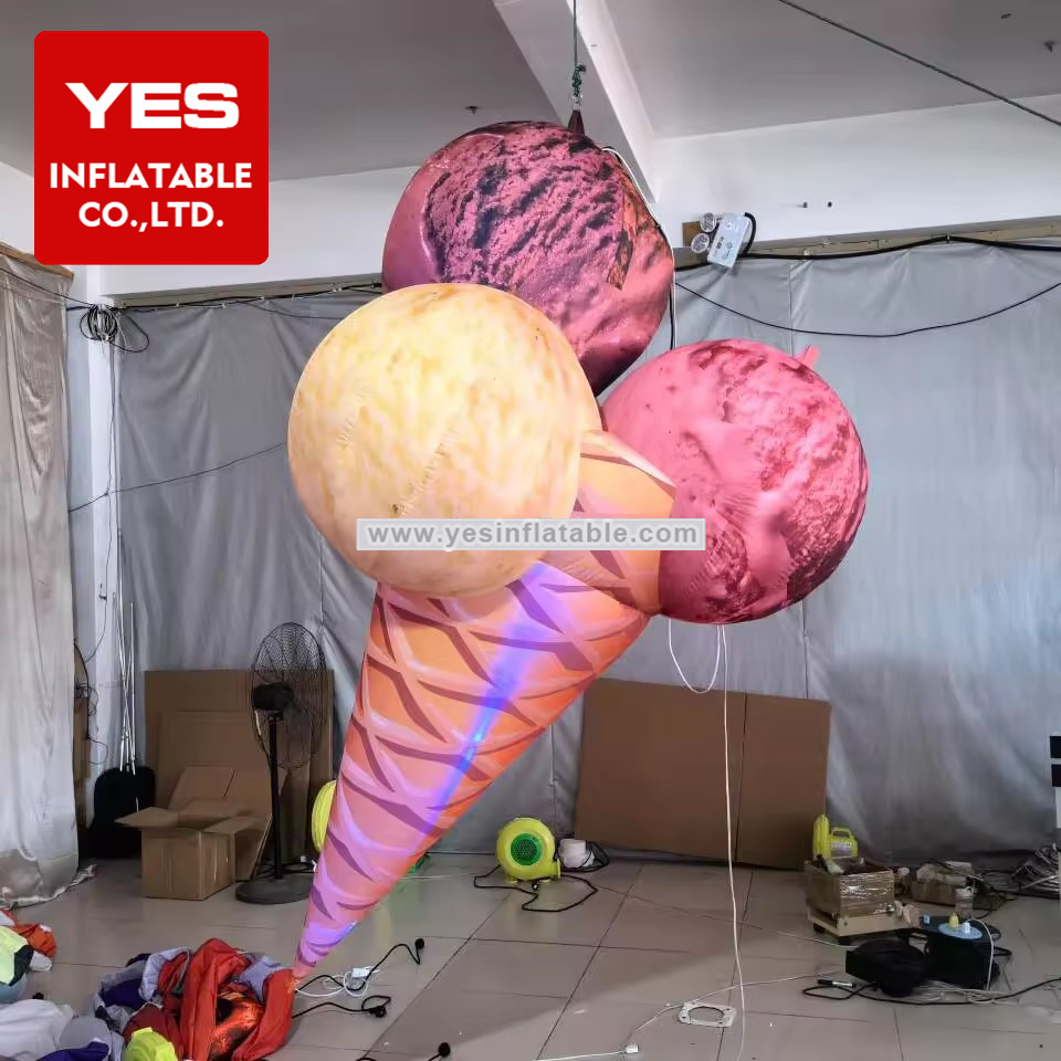 Lovely Inflatable Advertising Model Inflatable Egg Roll Ice Cream For Dessert Shop Decoration