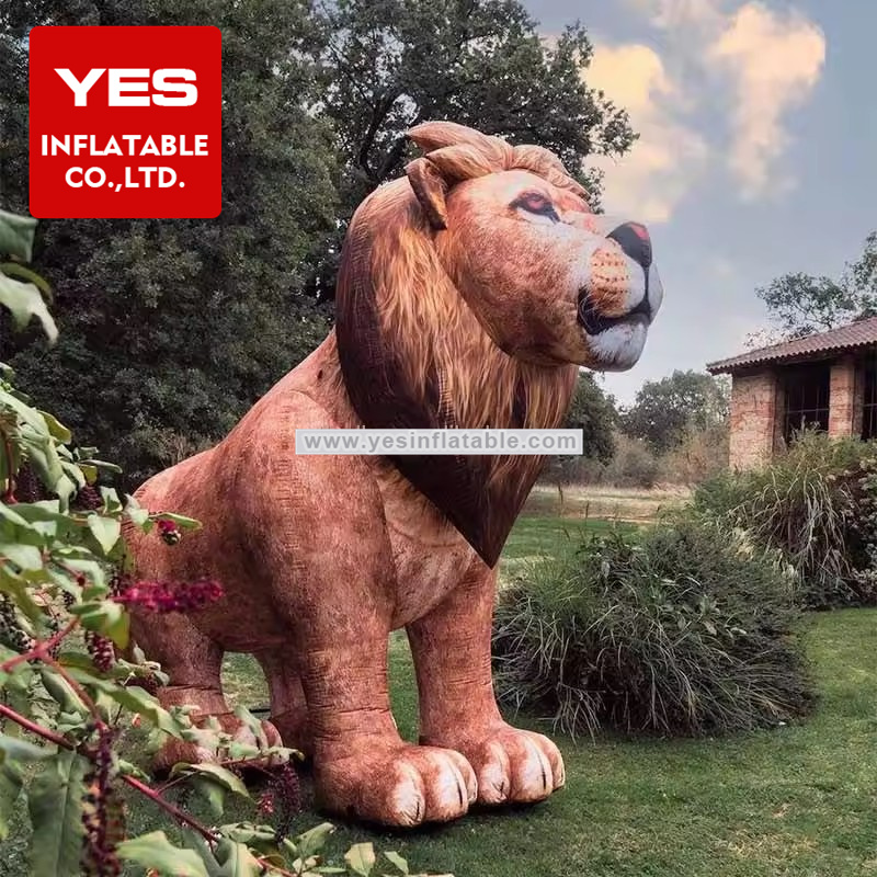 full size animal model digital printing giant lion inflatable safari decoration