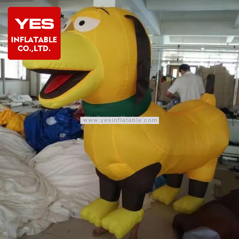 Cool Giant Yellow Inflatable Dog Inflatable Mascot Animal For Advertising